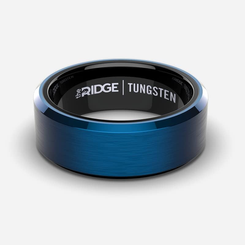 The Ridge Tungsten Rings For Men - Mens Wedding Band - Strong, Durable, and Scratch-Resistant Beveled Ring With Silicone Band
