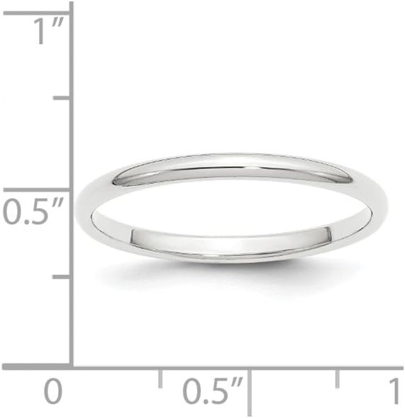 Solid Platinum 2mm Plain Classic Dome Wedding Band Ring