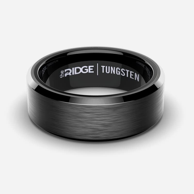 The Ridge Tungsten Rings For Men - Mens Wedding Band - Strong, Durable, and Scratch-Resistant Beveled Ring With Silicone Band