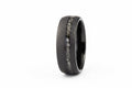 Gentlemen's Bands Meteorite Inlay Black Tungsten Men's Wedding Band, 8mm | Tungsten Carbide Men’s Ring | Comfort Fit Black Wedding Ring | Includes Silicone Band, Leather Pouch & Luxury Walnut Box