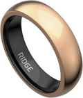 Ridge 6mm Rounded Tungsten Rings For Men - Dual Band Metal Wedding Ring & Silicone Ring, Scratch-Resistant PVD Coating, Convex No-Pinch Fit, Includes Extra Silicone Band (18K Rose Gold, 12)