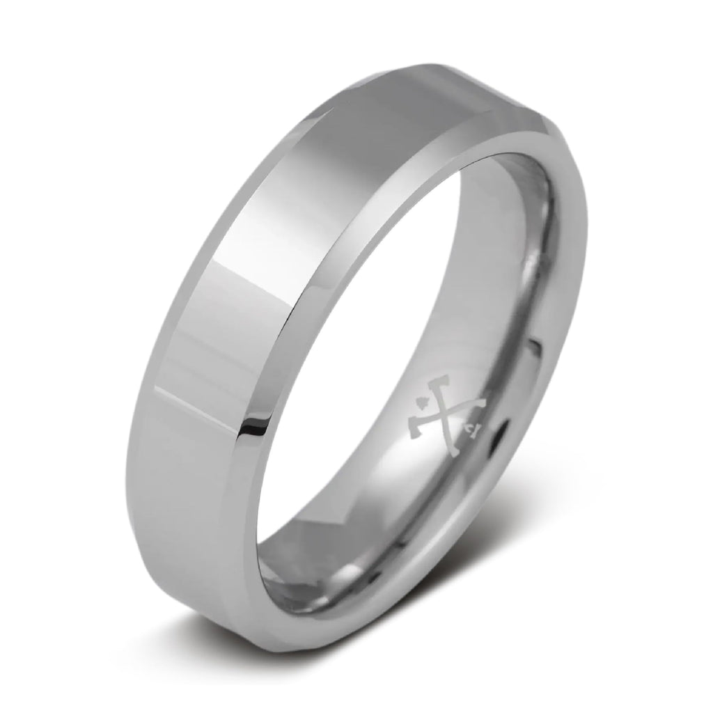 Polished Tungsten Wedding Band | Satin