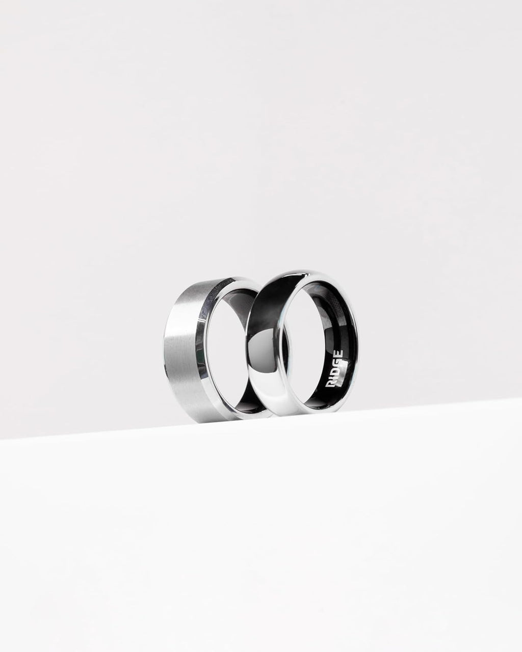 Ridge 8mm Beveled Tungsten Rings For Men - Dual Band Metal Wedding Ring & Silicone Ring, Scratch-Resistant PVD Coating, Convex No-Pinch Fit, Includes Extra Silicone Band (Platinum, 8)