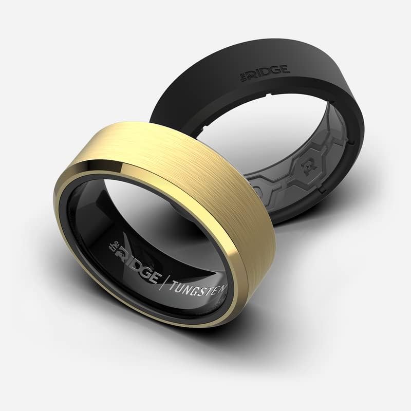 The Ridge Tungsten Rings For Men - Mens Wedding Band - Strong, Durable, and Scratch-Resistant Beveled Ring With Silicone Band
