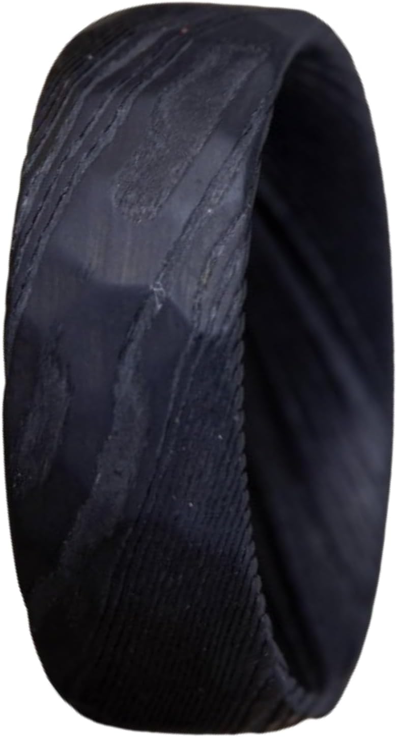 Damascus Steel Wedding Band | Black