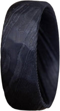 Damascus Steel Wedding Band | Black