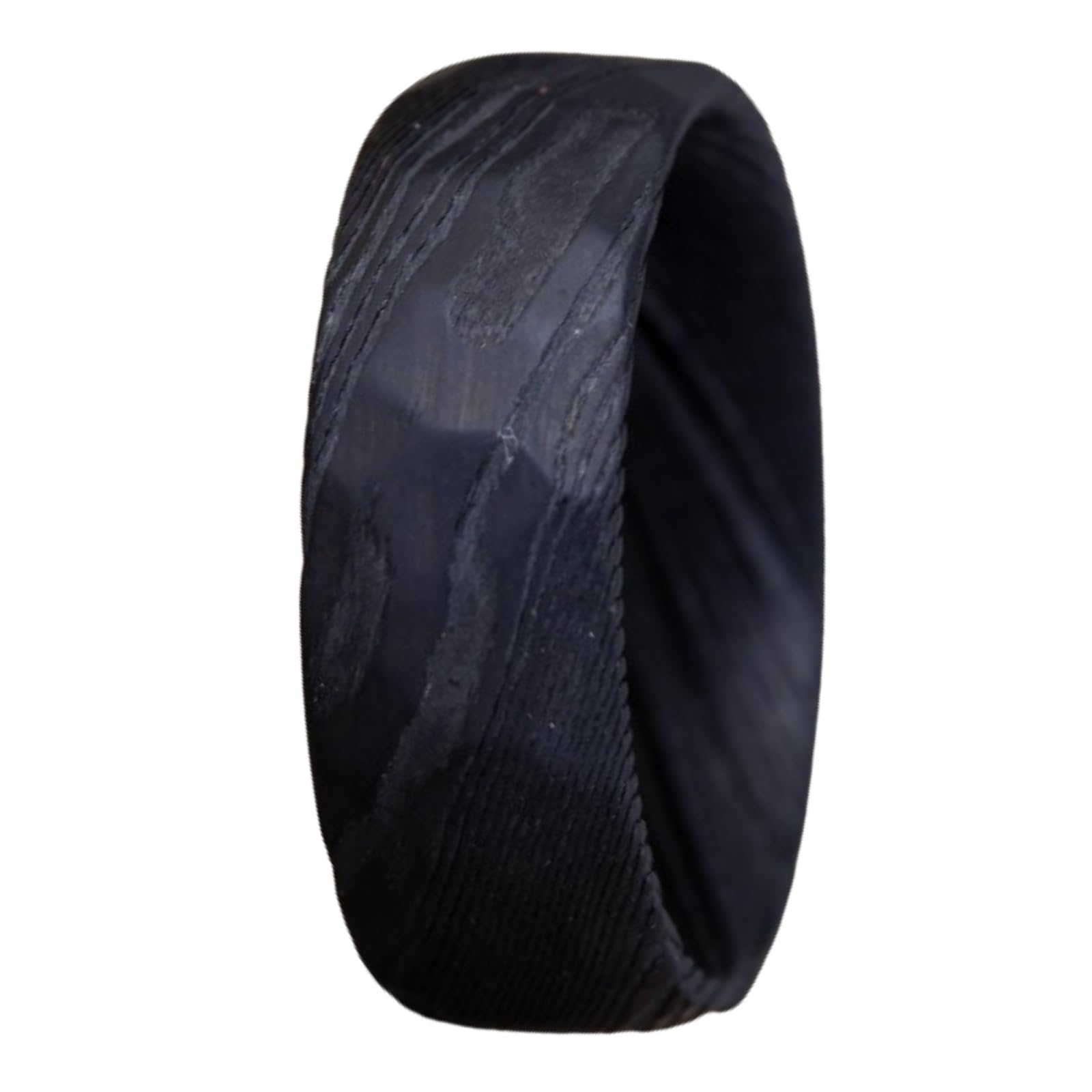 Damascus Steel Wedding Band | Black