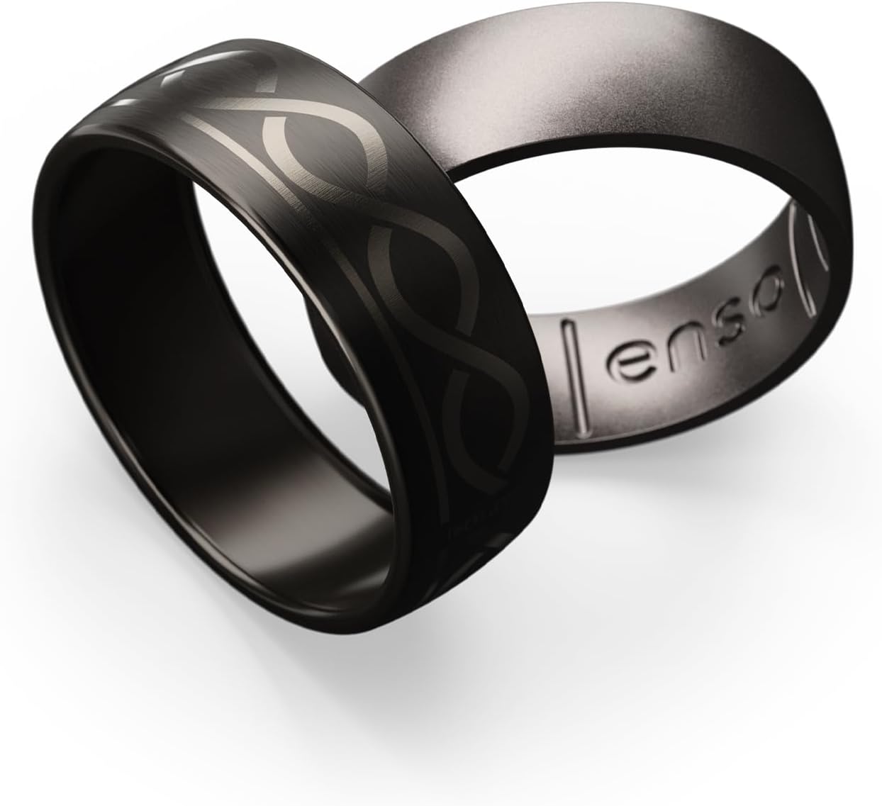 Enso Rings Etched Lord of the Rings Hybrid Ring - Durable Brushed Outer Metal - Comfortable and Premium Inner Silicone