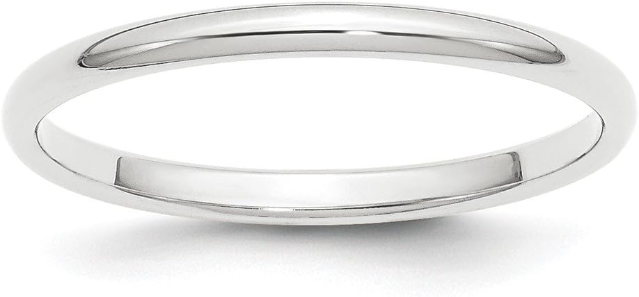 Solid Platinum 2mm Plain Classic Dome Wedding Band Ring