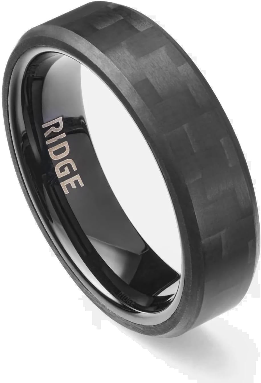 Carbon Fiber 3K Beveled Ring | Carbon and Silicone Ring Set