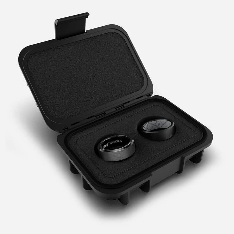 The Ridge Tungsten Rings For Men - Mens Wedding Band - Strong, Durable, and Scratch-Resistant Beveled Ring With Silicone Band