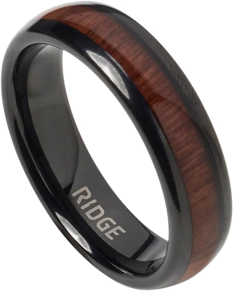 The Ridge Tungsten Rings For Men - Mens Wedding Band - Strong, Durable and Scratch-Resistant Rounded 6mm Ring With Silicone Band