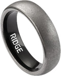 Ridge 6mm Rounded Tungsten Rings For Men - Dual Band Metal Wedding Ring & Silicone Ring, Scratch-Resistant PVD Coating, Convex No-Pinch Fit, Includes Extra Silicone Band (Stonewashed Titanium, 13.5)