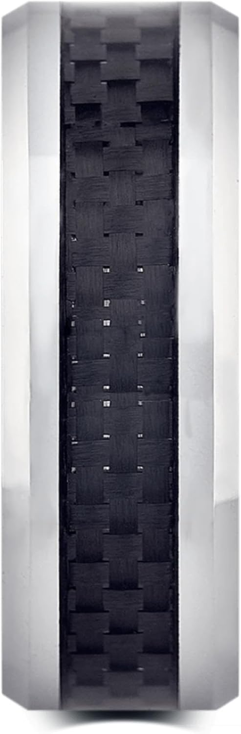 Manly Bands: Mens Wedding Bands and Rings - Unique Polished or Satin Finished Tungsten, Comfort Fit Wedding Band, Stylish Ring for Men, Free Silicone Ring Included