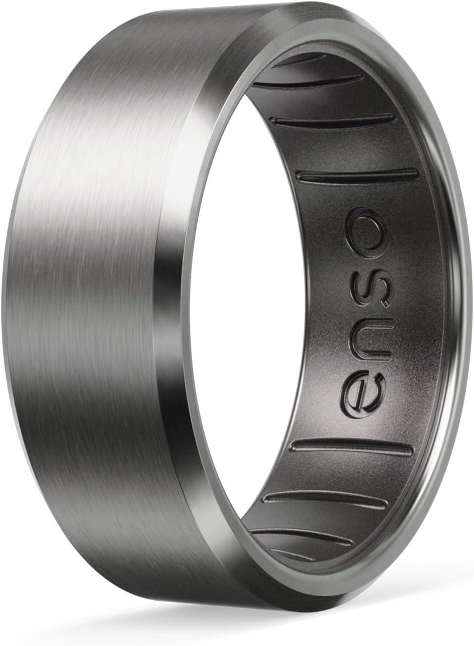 Enso Rings Hybrid Rings - Durable Brushed Outer Metal - Comfortable and Premium Inner Silicone