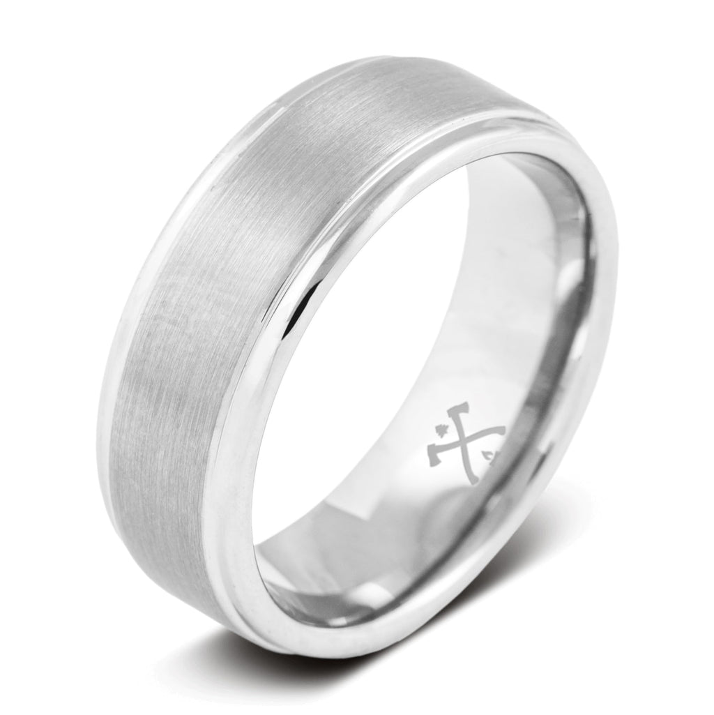 Polished Tungsten Wedding Band | Satin