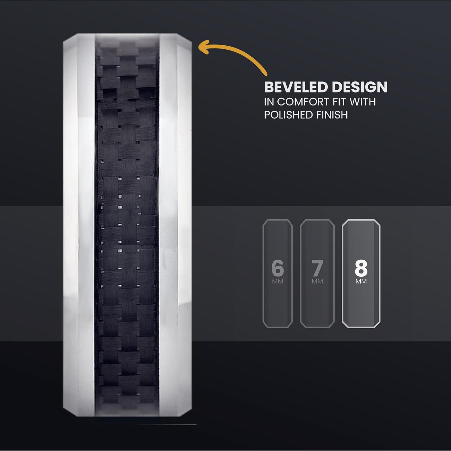 Manly Bands: Mens Wedding Bands and Rings - Unique Polished or Satin Finished Tungsten, Comfort Fit Wedding Band, Stylish Ring for Men, Free Silicone Ring Included