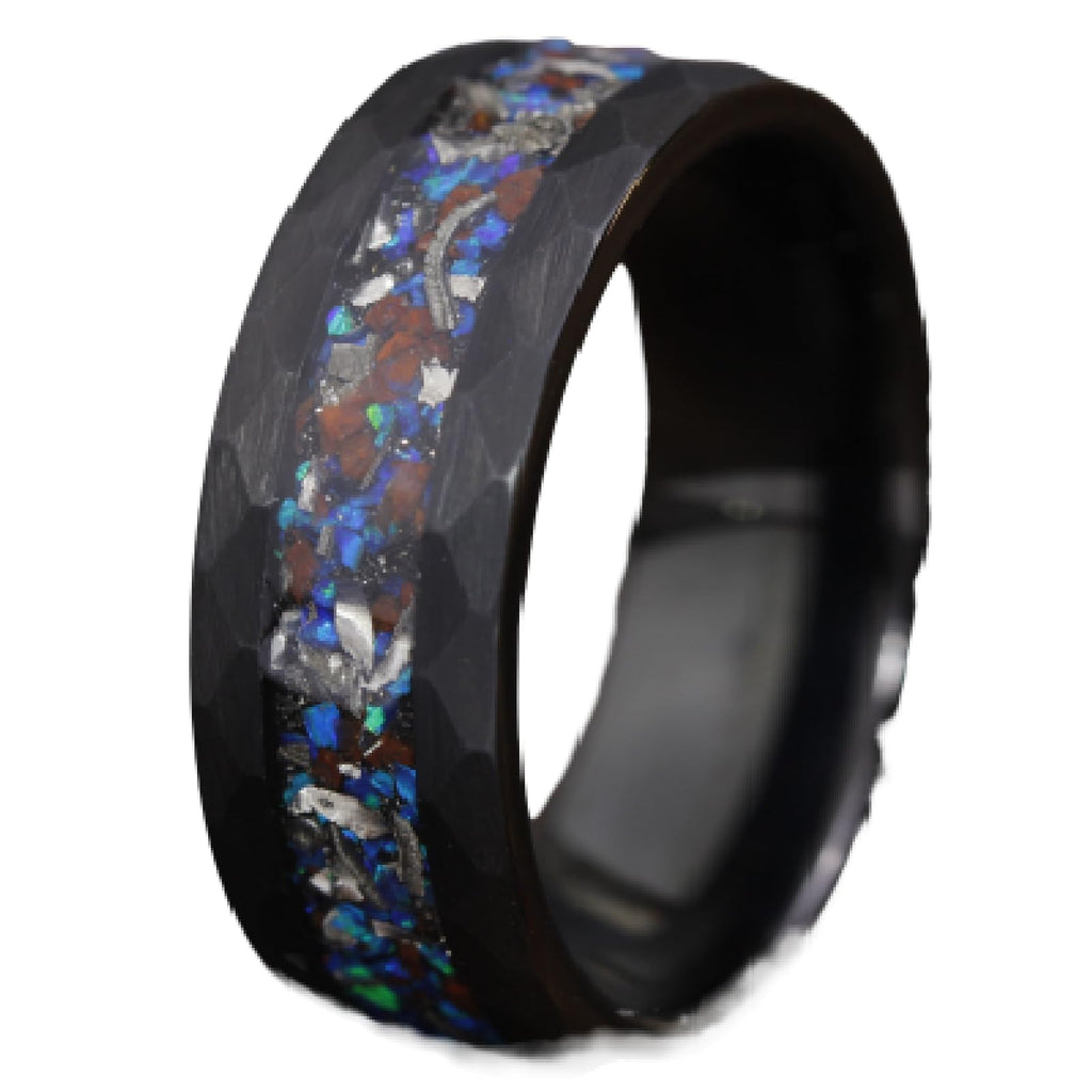Tungsten Band | Dinosaur Bone & Opal