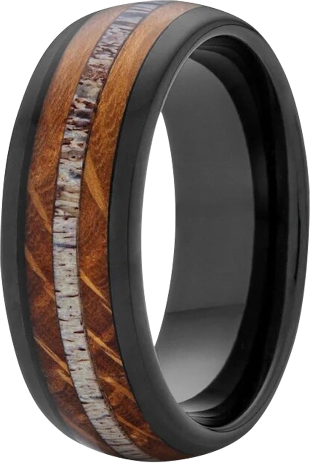 Black Tungsten Band | Whiskey & Deer Antler