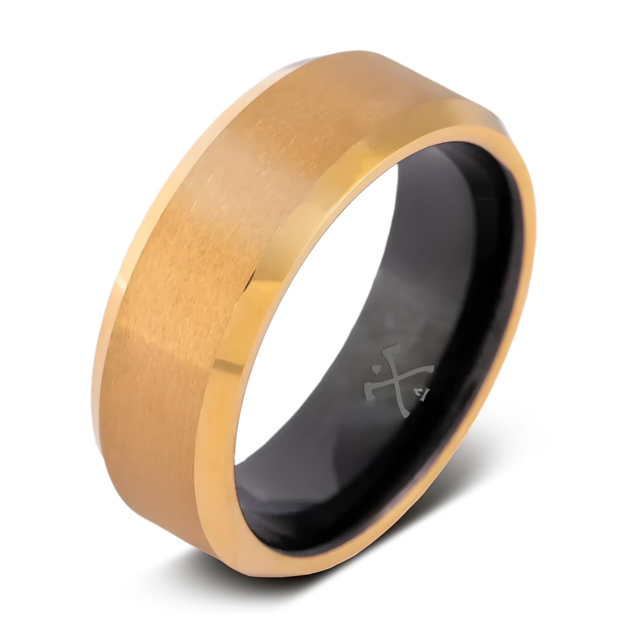 Manly Bands: Mens 14K Yellow Gold Plated Wedding Bands and Rings - Gold Plated Tungsten Comfort Fit and Stylish Rings for Men, Free Silicone Ring Included