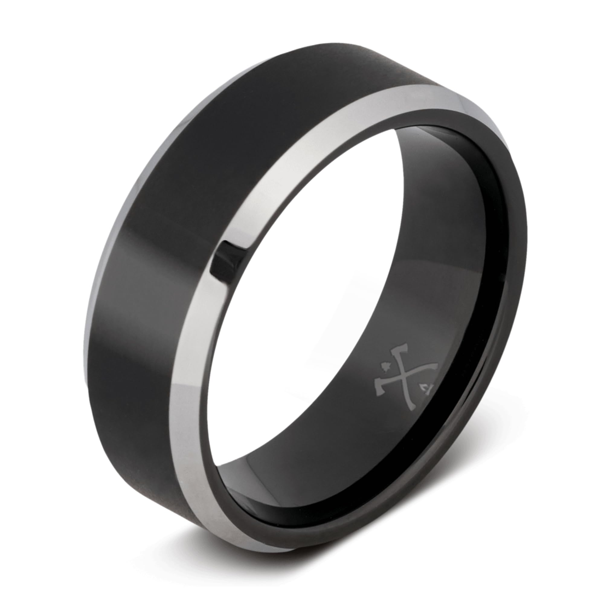 Manly Bands: Mens Black Plated Tungsten and Black Zirconium Wedding Bands and Rings - Comfort Fit and Stylish Black Rings for Men, Free Silicone Ring Included
