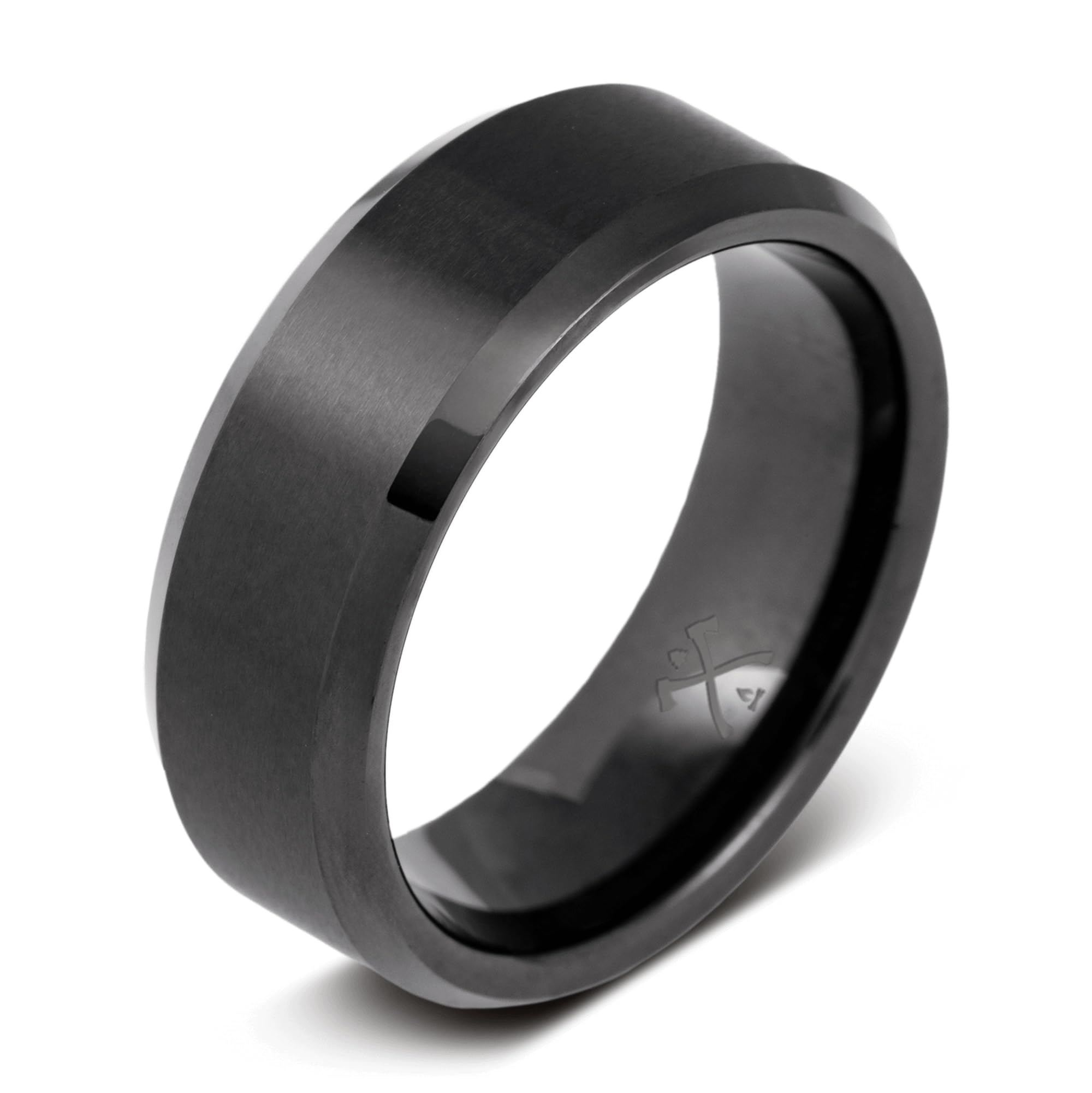 Manly Bands: Mens Black Plated Tungsten and Black Zirconium Wedding Bands and Rings - Comfort Fit and Stylish Black Rings for Men, Free Silicone Ring Included