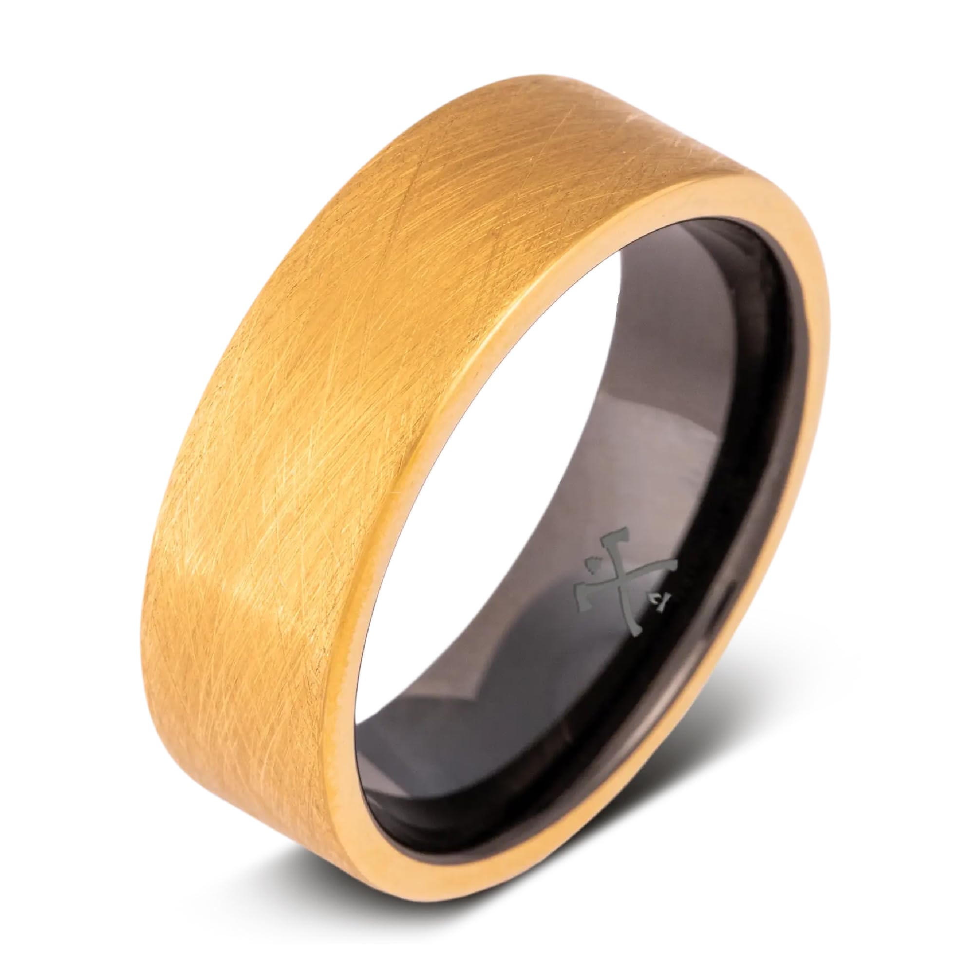 Manly Bands: Mens 14K Yellow Gold Plated Wedding Bands and Rings - Gold Plated Tungsten Comfort Fit and Stylish Rings for Men, Free Silicone Ring Included