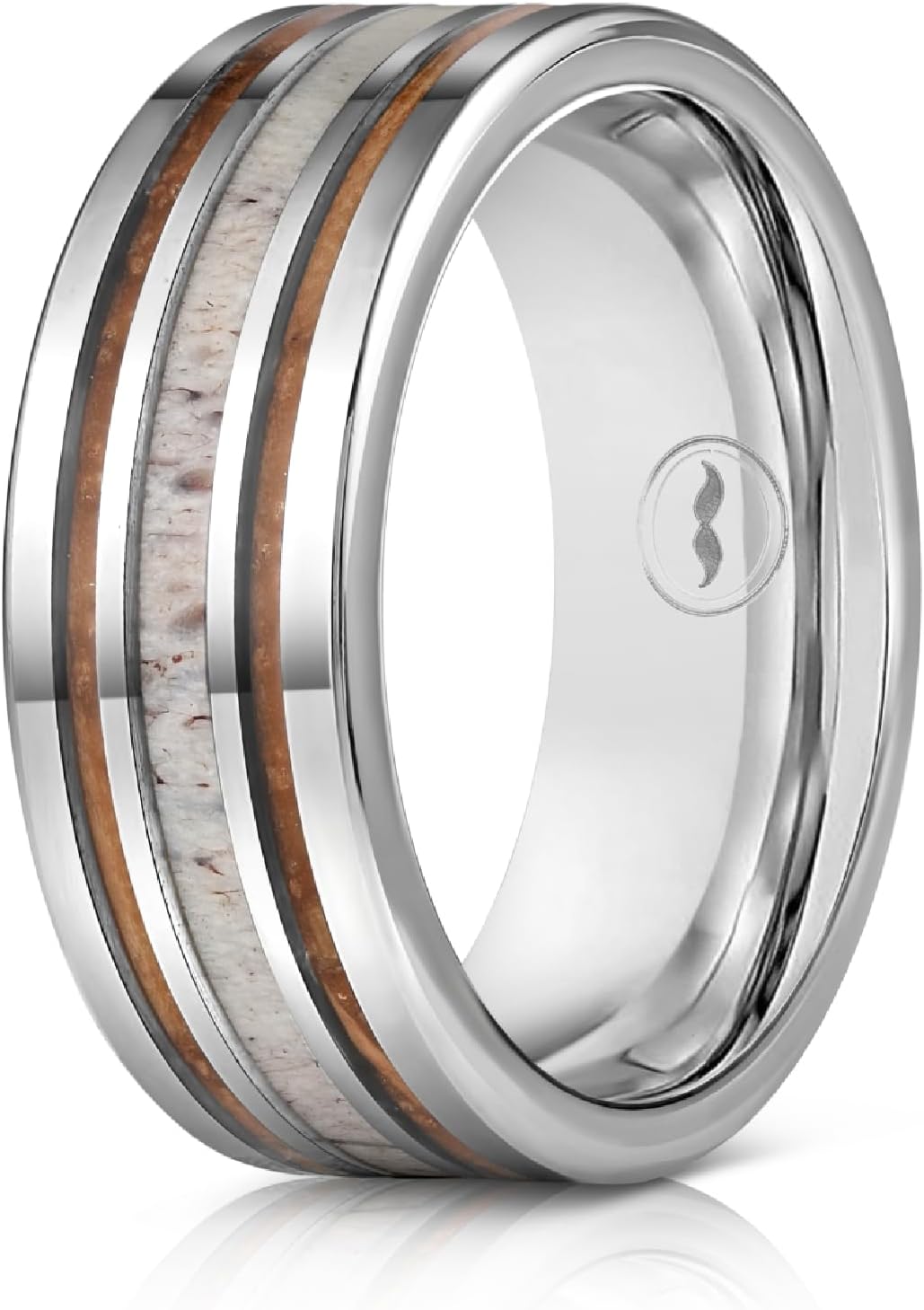 Silver Tungsten Band | Whiskey & Deer Antler