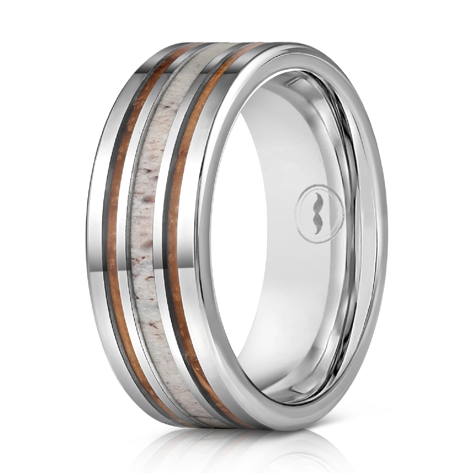 Silver Tungsten Band | Whiskey & Deer Antler