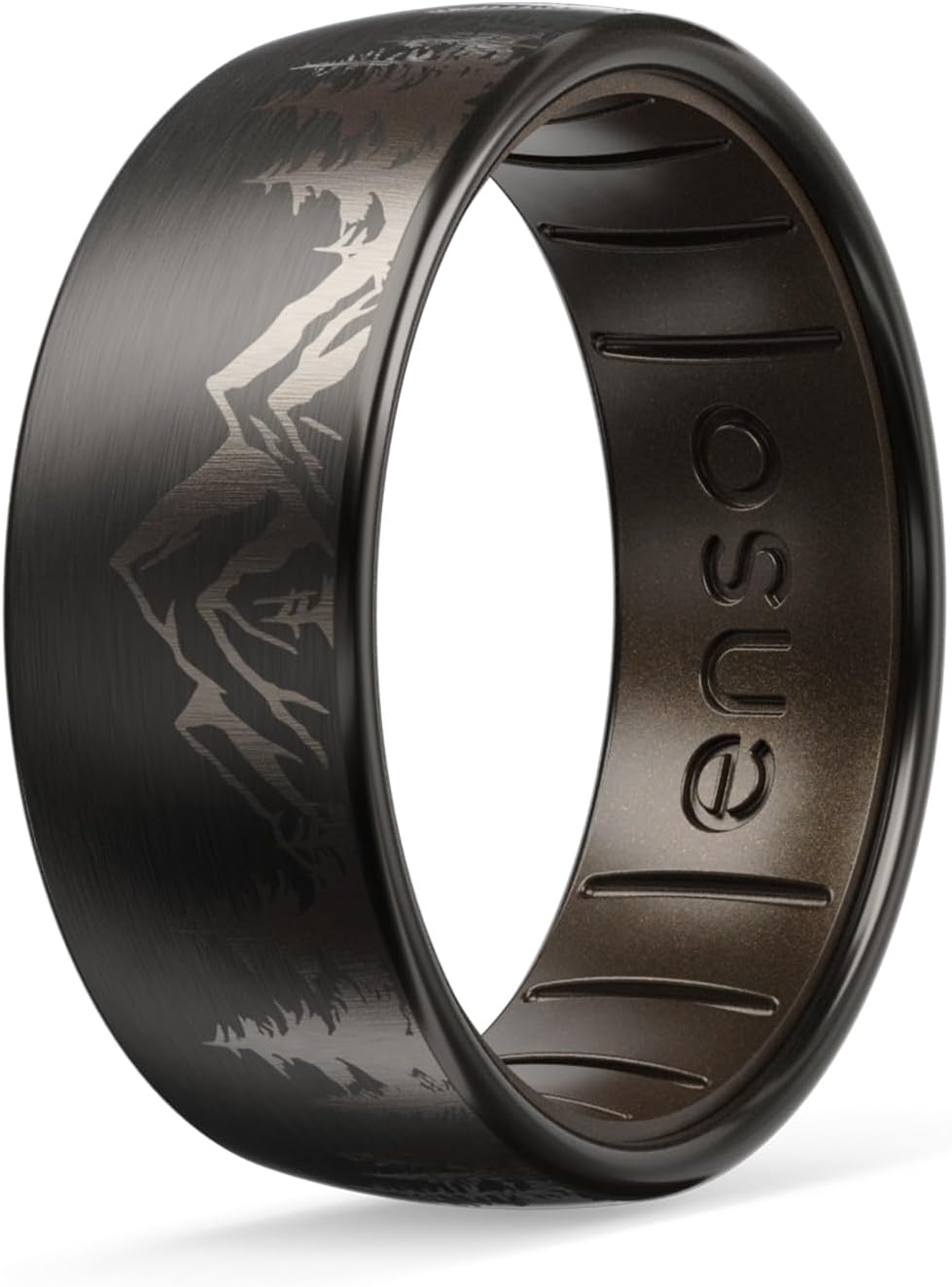Enso Rings Hybrid Rings - Durable Brushed Outer Metal - Comfortable and Premium Inner Silicone