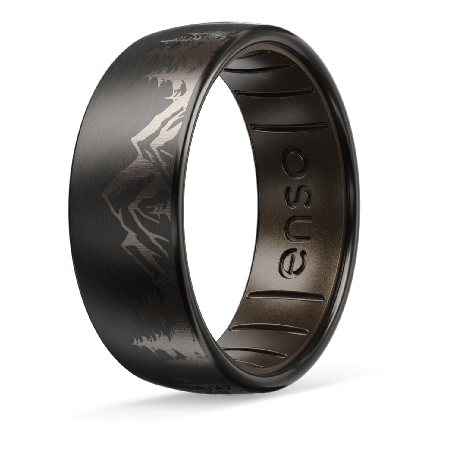Enso Rings Hybrid Rings - Durable Brushed Outer Metal - Comfortable and Premium Inner Silicone