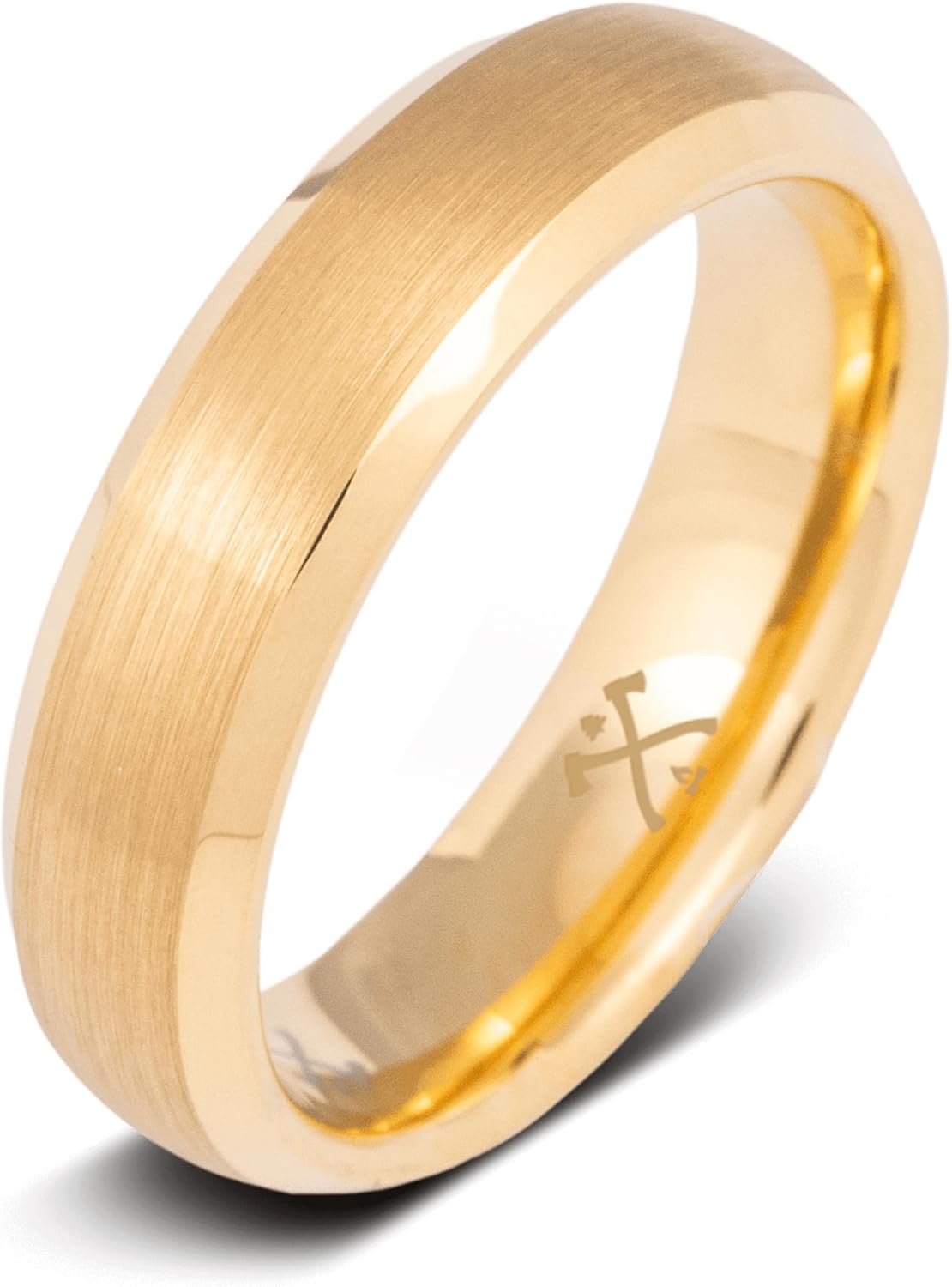 Manly Bands: Mens 14K Yellow Gold Plated Wedding Bands and Rings - Gold Plated Tungsten Comfort Fit and Stylish Rings for Men, Free Silicone Ring Included