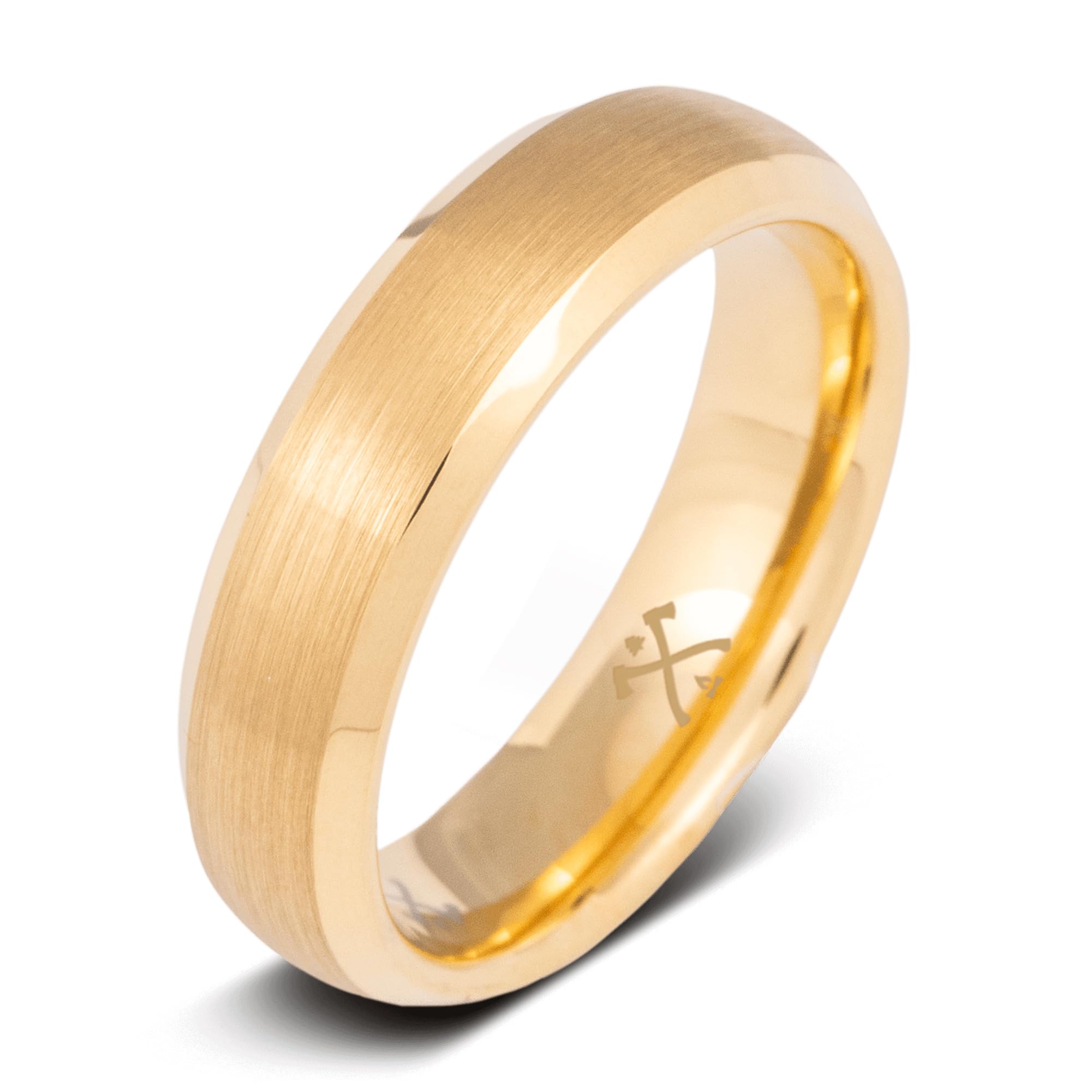 Manly Bands: Mens 14K Yellow Gold Plated Wedding Bands and Rings - Gold Plated Tungsten Comfort Fit and Stylish Rings for Men, Free Silicone Ring Included