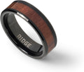 Ridge 8mm Beveled Tungsten Rings For Men - Dual Band Metal Wedding Ring & Silicone Ring, Scratch-Resistant PVD Coating, Convex No-Pinch Fit, Includes Extra Silicone Band (Mopane Wood, 10)