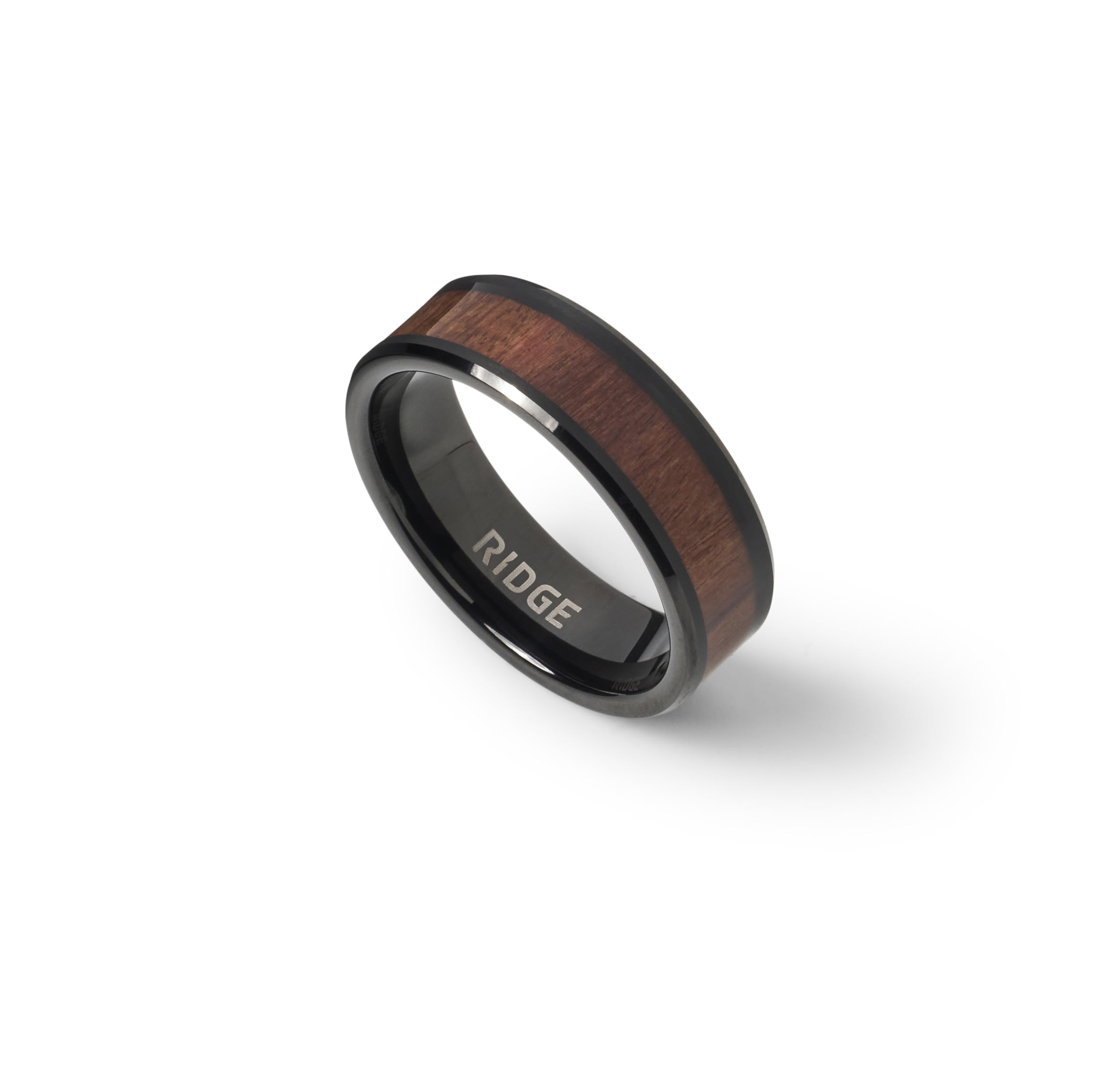 The Ridge Tungsten Rings For Men - Mens Wedding Band - Strong, Durable, and Scratch-Resistant Beveled Ring With Silicone Band