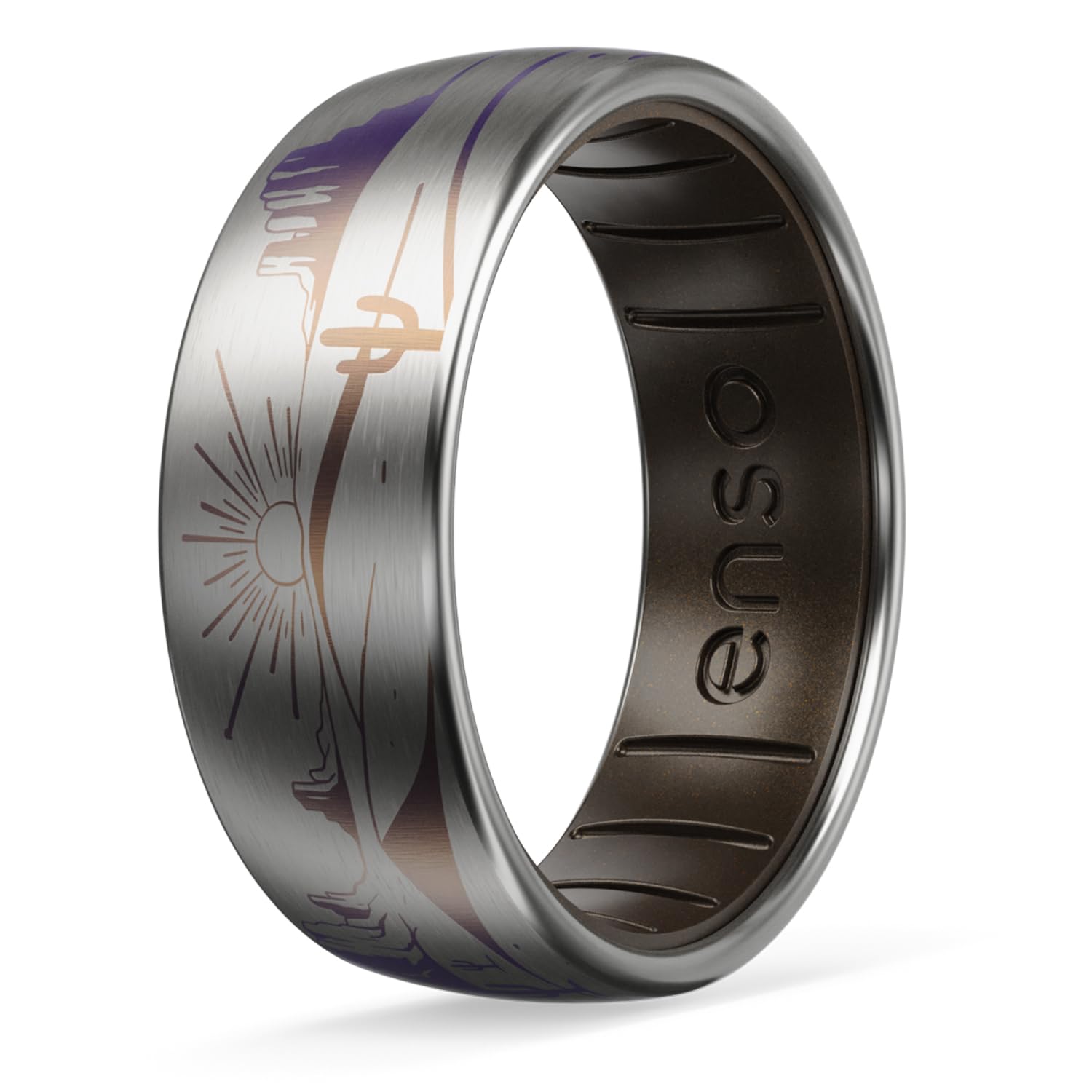 Enso Rings Hybrid Rings - Durable Brushed Outer Metal - Comfortable and Premium Inner Silicone