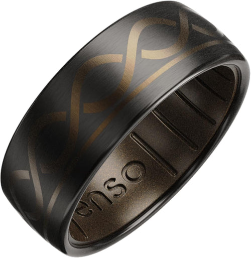 Enso Rings Etched Lord of the Rings Hybrid Ring - Durable Brushed Outer Metal - Comfortable and Premium Inner Silicone