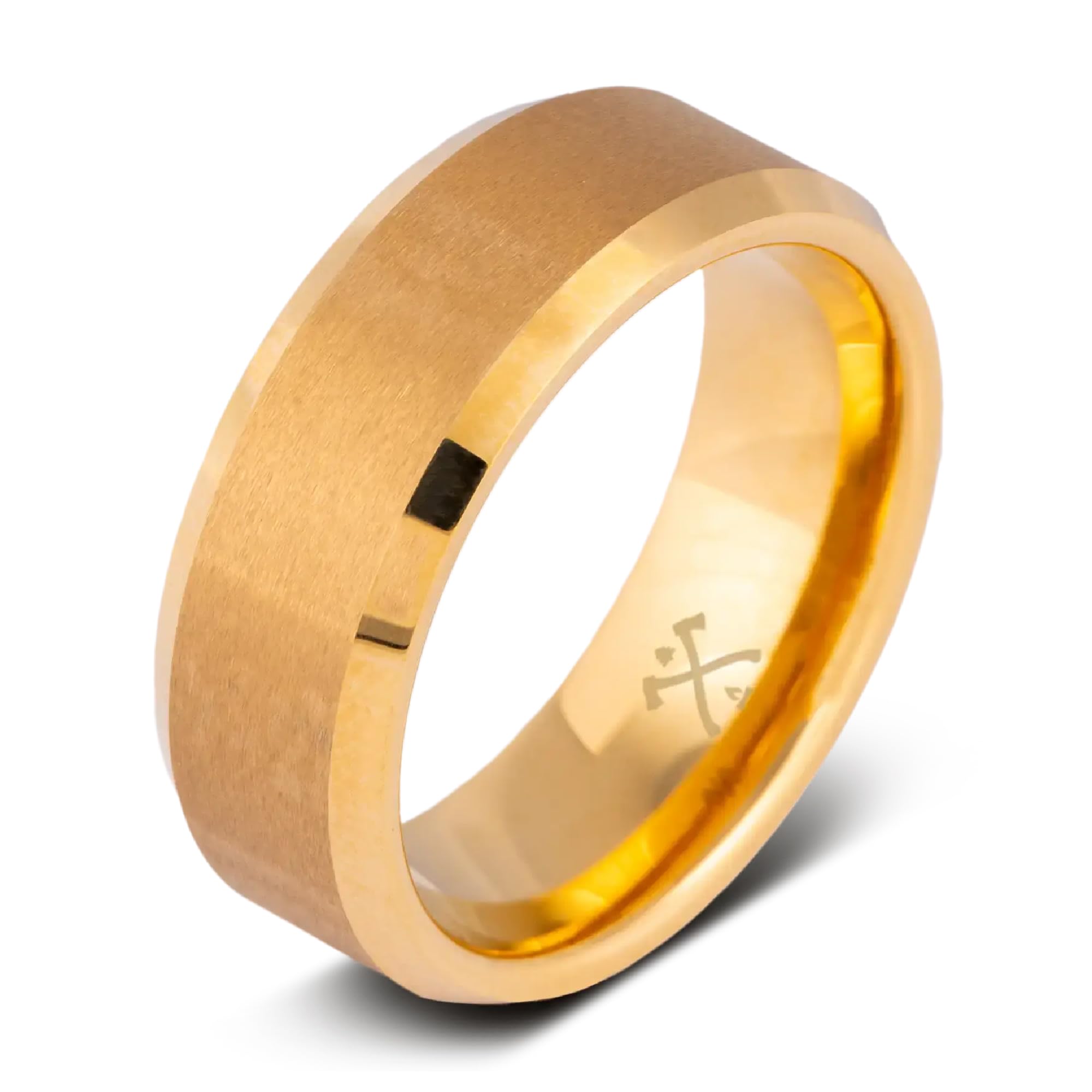 Manly Bands: Mens 14K Yellow Gold Plated Wedding Bands and Rings - Gold Plated Tungsten Comfort Fit and Stylish Rings for Men, Free Silicone Ring Included