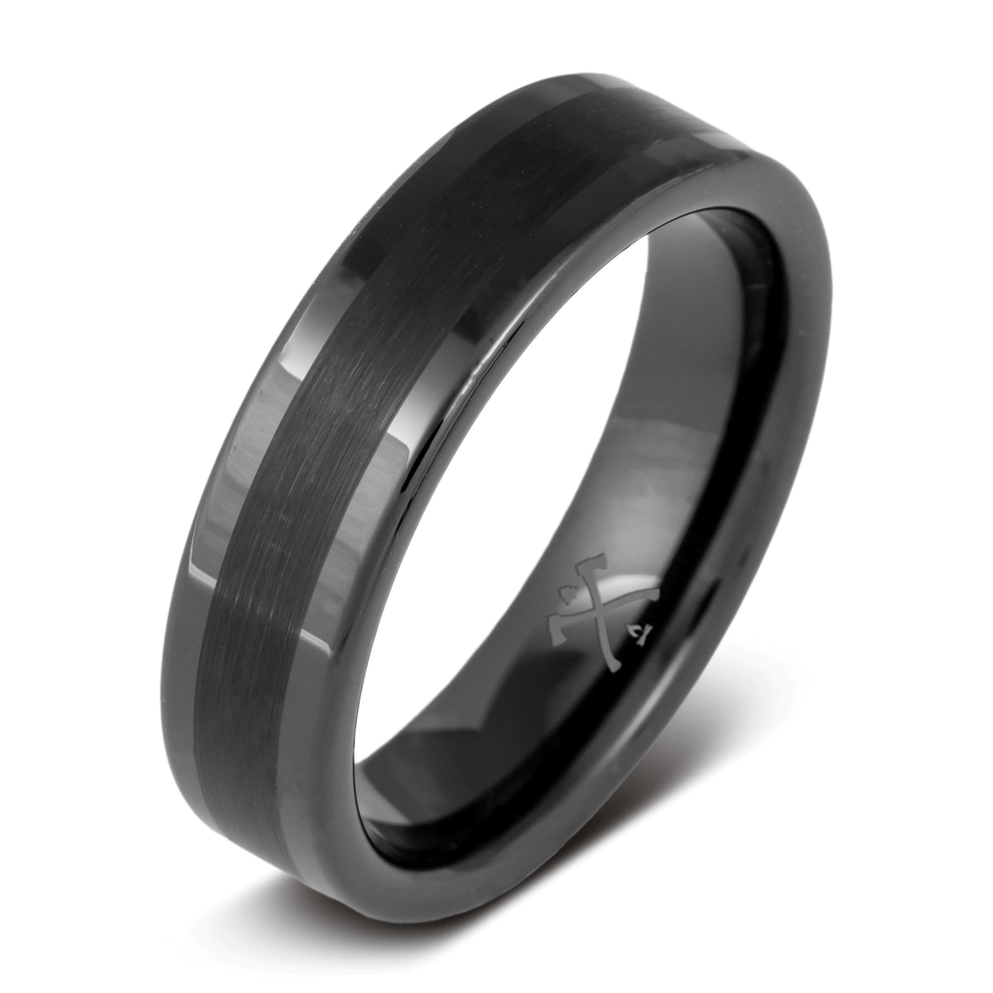 Manly Bands: Mens Black Plated Tungsten and Black Zirconium Wedding Bands and Rings - Comfort Fit and Stylish Black Rings for Men, Free Silicone Ring Included