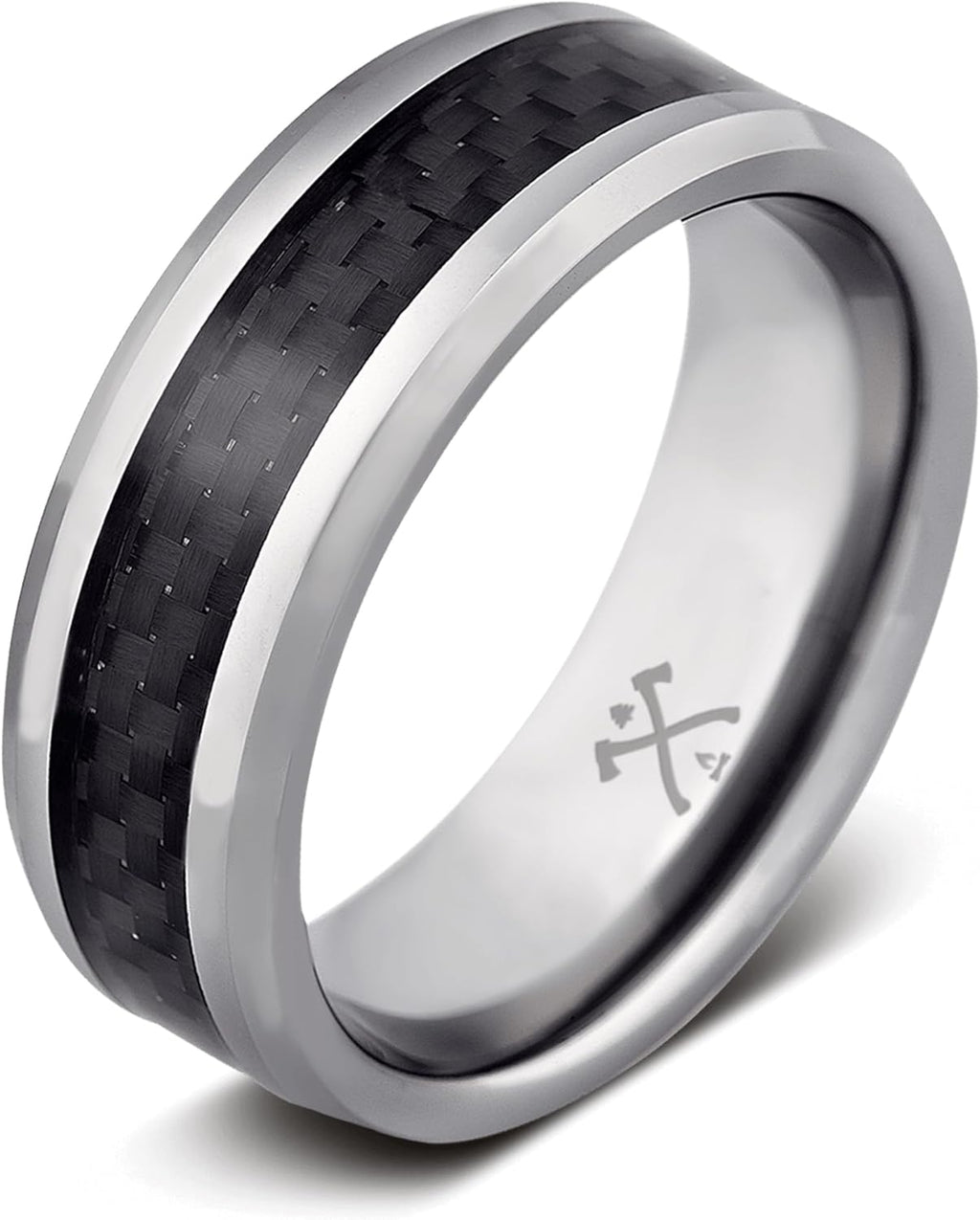 Manly Bands: Mens Wedding Bands and Rings - Unique Polished or Satin Finished Tungsten, Comfort Fit Wedding Band, Stylish Ring for Men, Free Silicone Ring Included