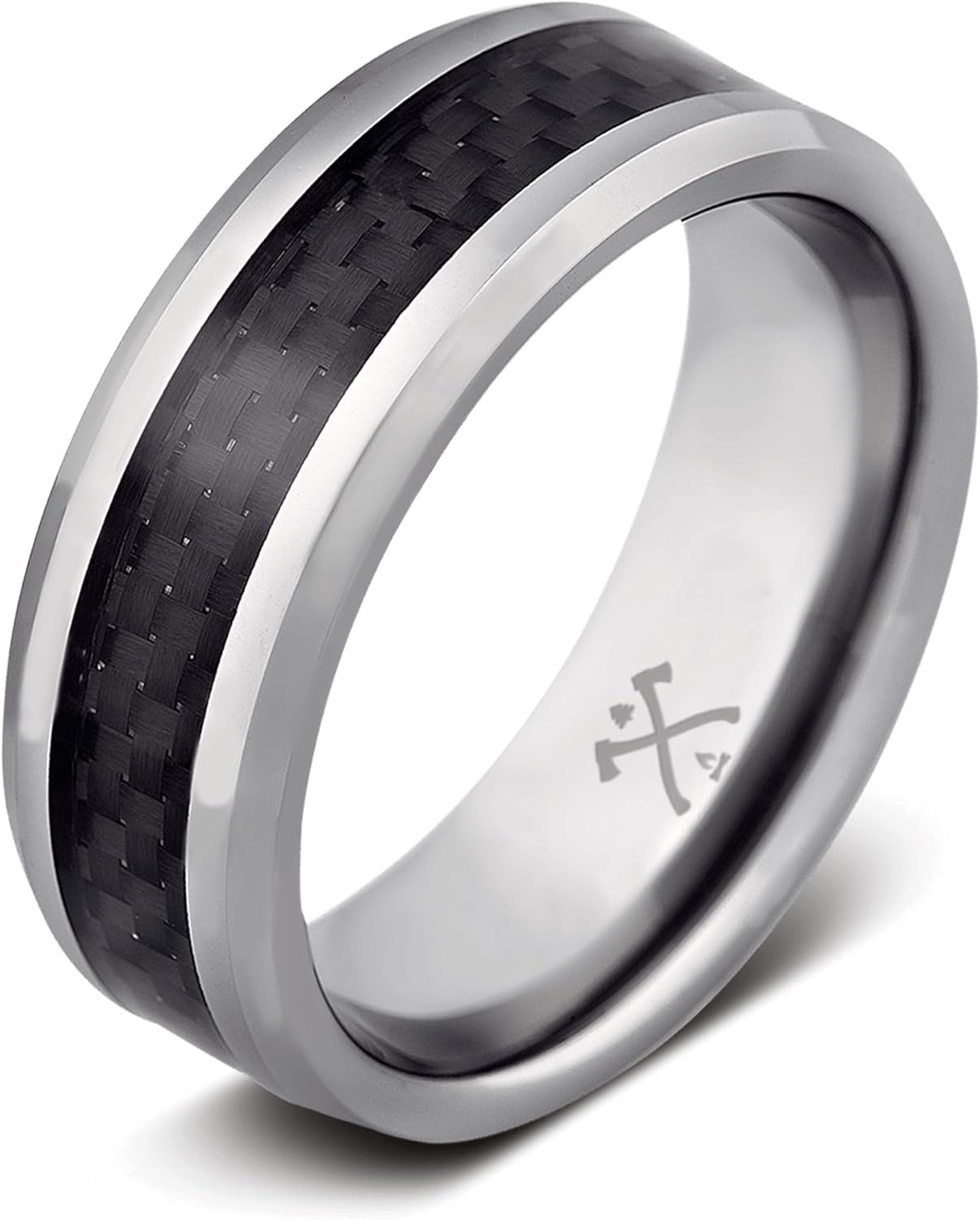 Manly Bands: Mens Wedding Bands and Rings - Unique Polished or Satin Finished Tungsten, Comfort Fit Wedding Band, Stylish Ring for Men, Free Silicone Ring Included