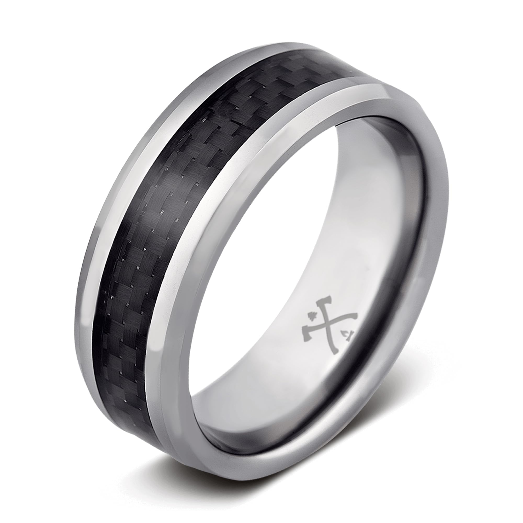 Manly Bands: Mens Wedding Bands and Rings - Unique Polished or Satin Finished Tungsten, Comfort Fit Wedding Band, Stylish Ring for Men, Free Silicone Ring Included