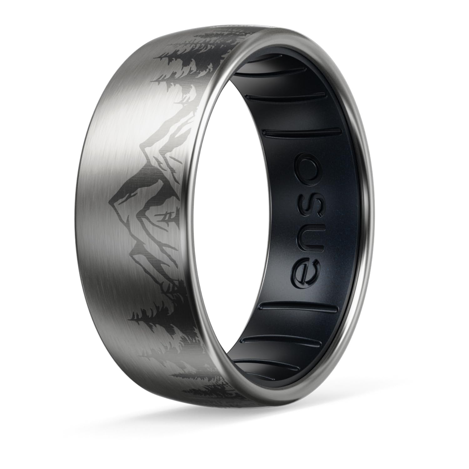 Enso Rings Hybrid Rings - Durable Brushed Outer Metal - Comfortable and Premium Inner Silicone