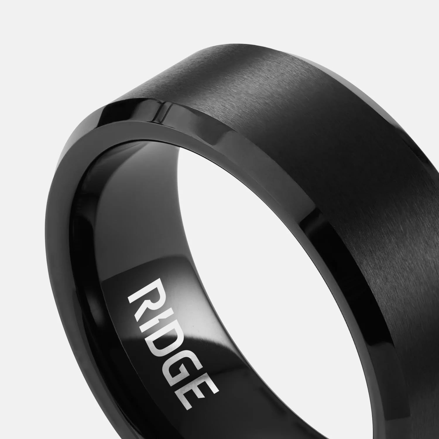The Ridge Tungsten Rings For Men - Mens Wedding Band - Strong, Durable, and Scratch-Resistant Beveled Ring With Silicone Band