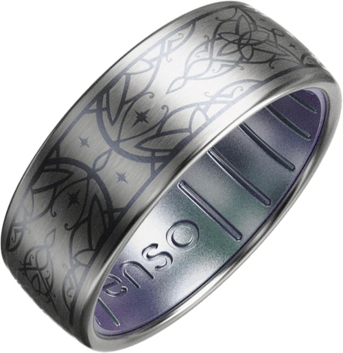 Enso Rings Etched Lord of the Rings Hybrid Ring - Durable Brushed Outer Metal - Comfortable and Premium Inner Silicone
