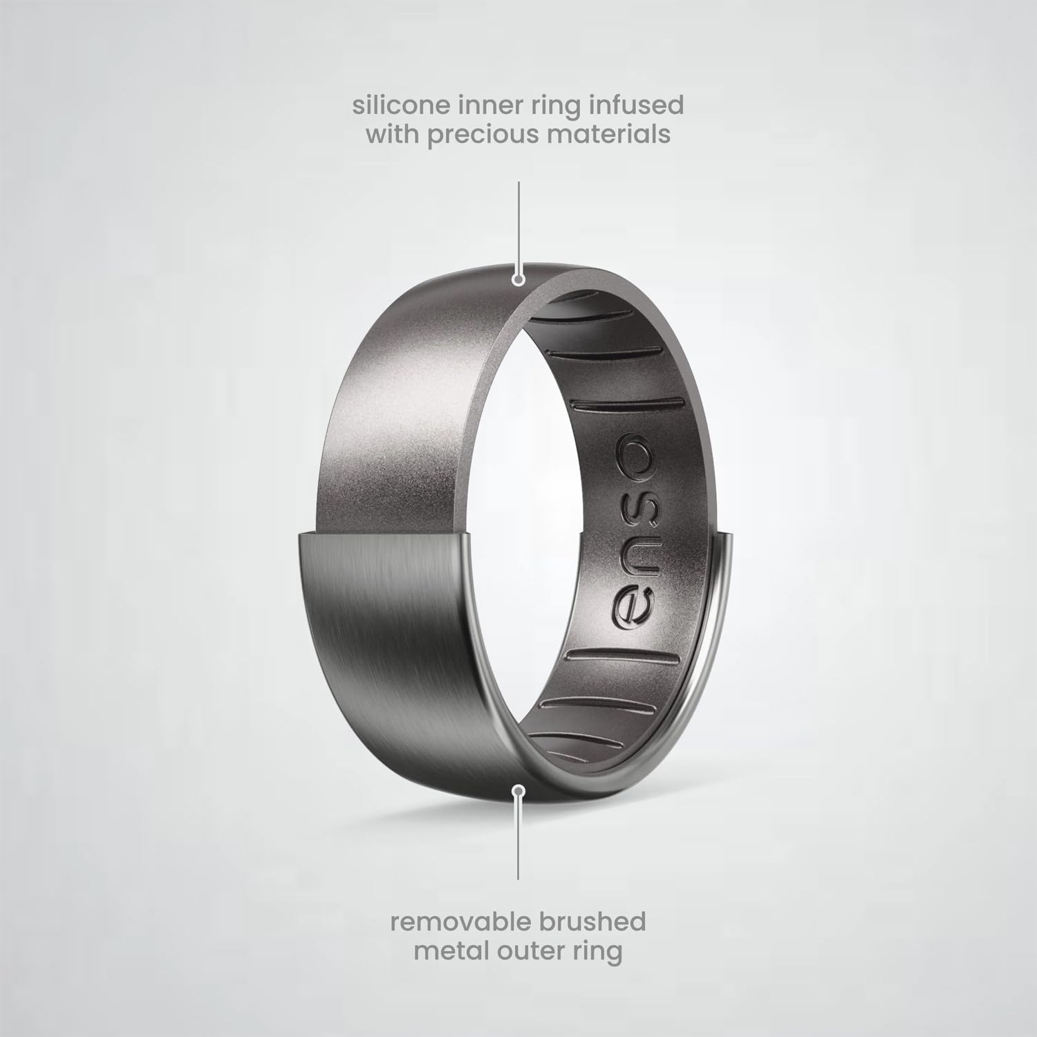 Enso Rings Hybrid Rings - Durable Brushed Outer Metal - Comfortable and Premium Inner Silicone