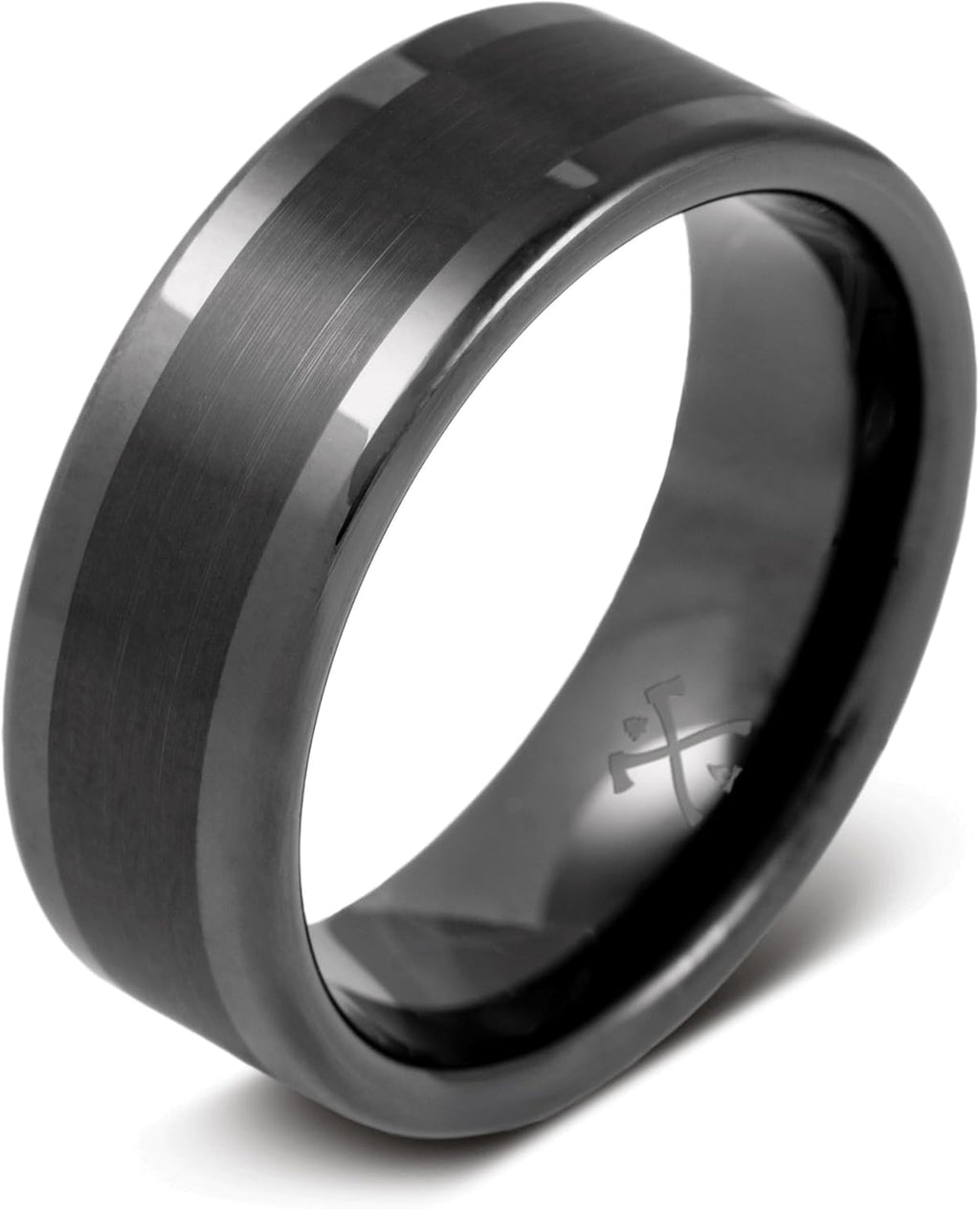 Manly Bands: Mens Black Plated Tungsten and Black Zirconium Wedding Bands and Rings - Comfort Fit and Stylish Black Rings for Men, Free Silicone Ring Included
