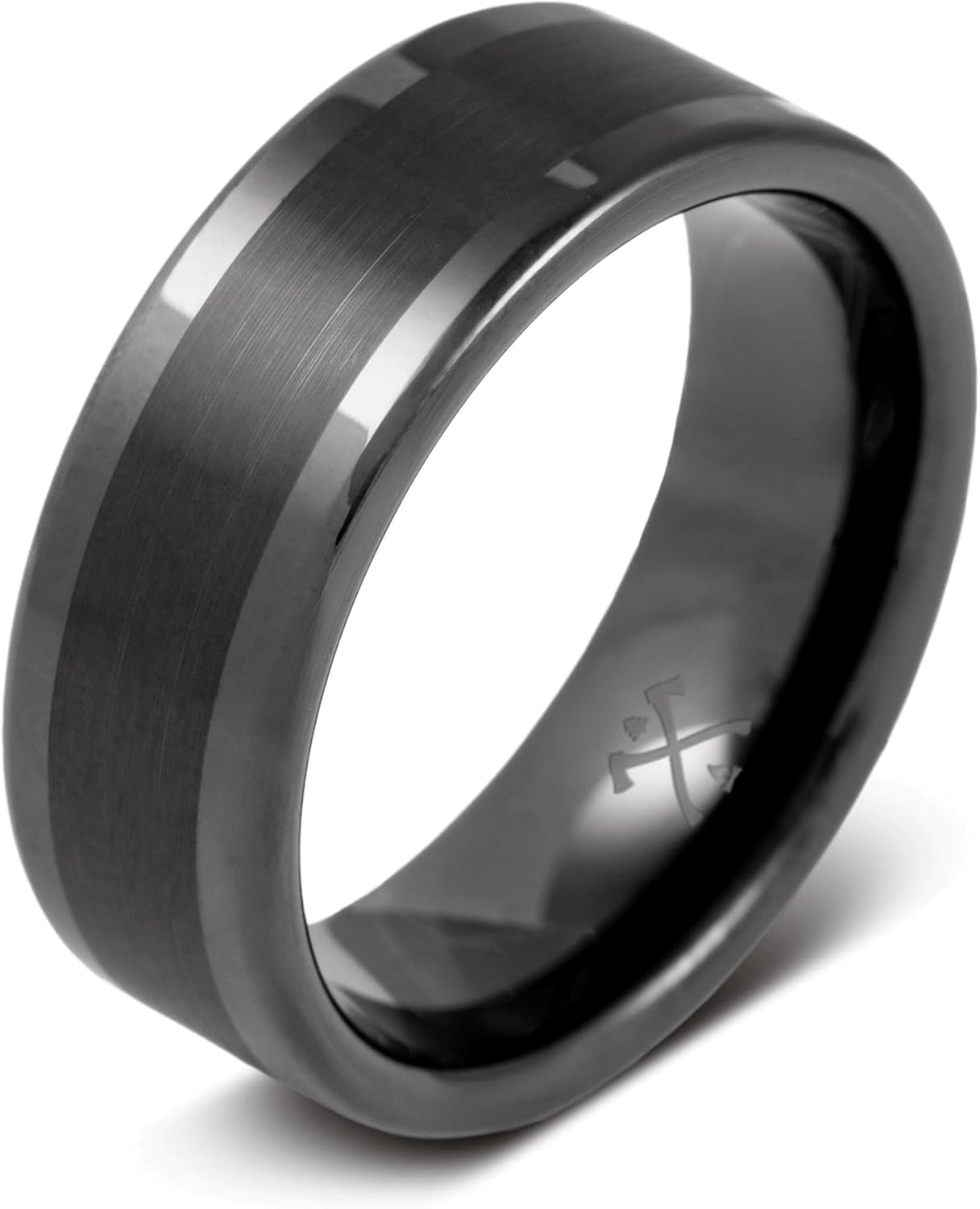 Manly Bands: Mens Black Plated Tungsten and Black Zirconium Wedding Bands and Rings - Comfort Fit and Stylish Black Rings for Men, Free Silicone Ring Included