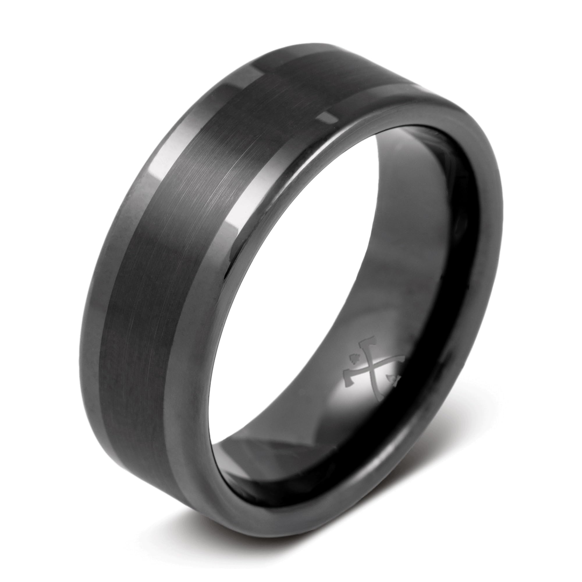 Manly Bands: Mens Black Plated Tungsten and Black Zirconium Wedding Bands and Rings - Comfort Fit and Stylish Black Rings for Men, Free Silicone Ring Included