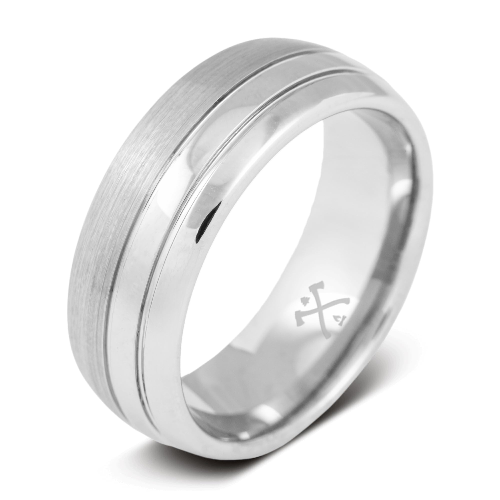 Manly Bands: Mens Wedding Bands and Rings - Unique Polished or Satin Finished Tungsten, Comfort Fit Wedding Band, Stylish Ring for Men, Free Silicone Ring Included